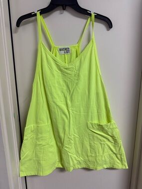 BUCKETLIST Neon Yellow Dress. BUILT IN SHORTS